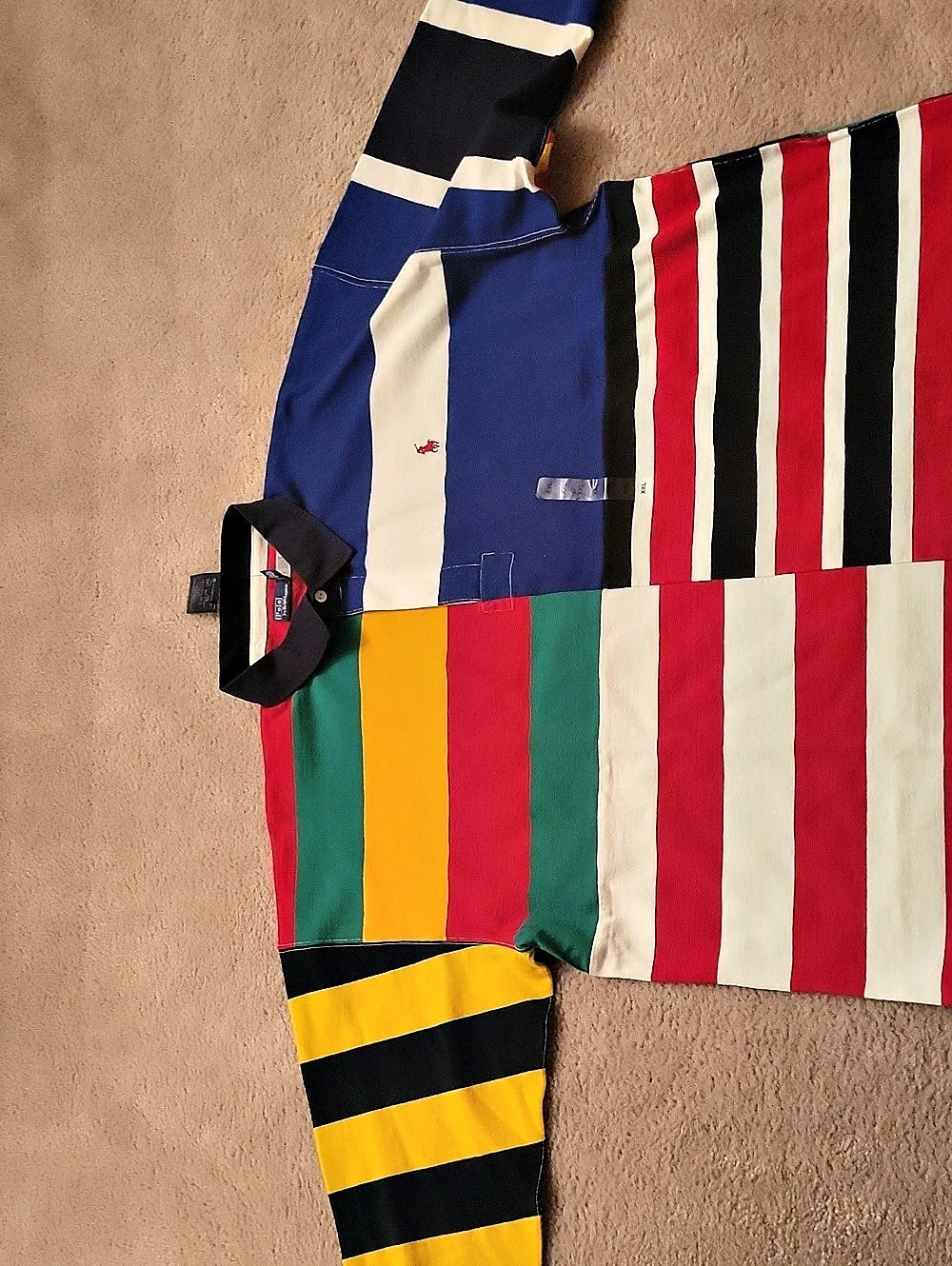 Polo Ralph Lauren Patchwork Stripe Rugby Shirt - Picture 2 of 3